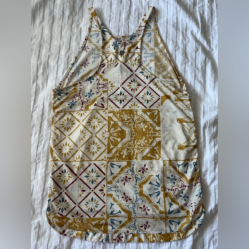 🌼 Prana Boho Tile-Print Tank Top | Side Cinch Details | Small - Picture 6 of 9